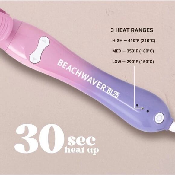 Beachwaver B1.25 Pink Sunset Rotating Curling Iron Auto Shut-Off Dual Voltage - Picture 2 of 9